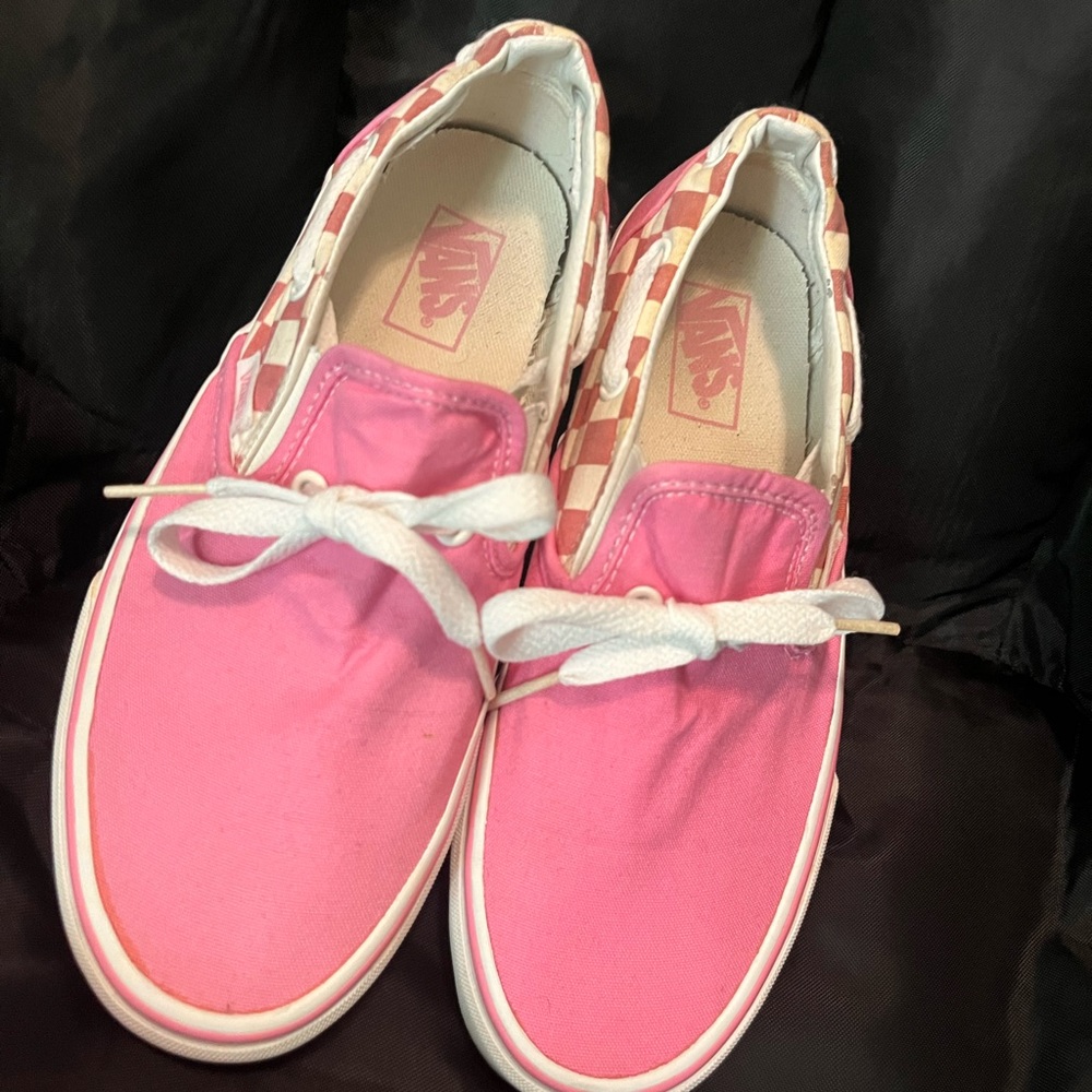 Vans Pink and White Checkered Sneakers